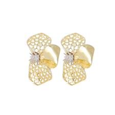 ORECCHINO CLIPS TRIFOGLIO TRAFORATO E LISCIO BICOLOR ARGENTO 925°/°°