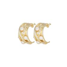 ORECCHINO MULTI FILO PERLE DI FIUME 4MM E ZK BIANCHE ARGENTO 925°/°°