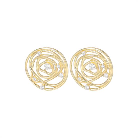 ORECCHINO LOBO TONDO MULTI FILO E ZIRCONI BIANCHI IN ARGENTO 925°/°°