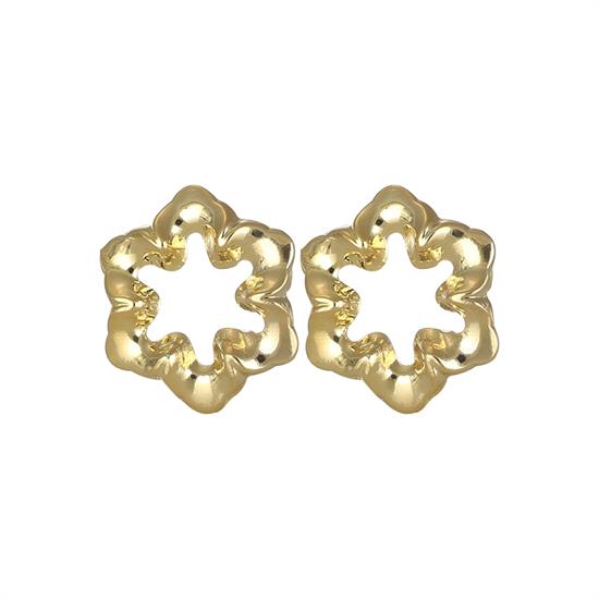 ORECCHINO LOBO FIORE ONDULATO CON CENTRO VUOTO IN ARGENTO 925°/°°