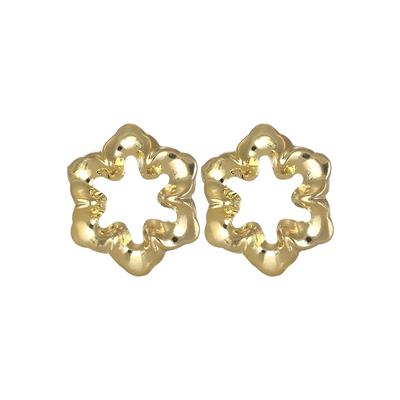 ORECCHINO LOBO FIORE ONDULATO CON CENTRO VUOTO IN ARGENTO 925°/°°