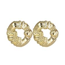 ORECCHINO LOBO TONDO ONDULATO LAVORATO CENTRO VUOTO ARGENTO 925°/°°