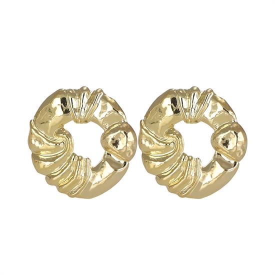 ORECCHINO LOBO TONDO ONDULATO LAVORATO CENTRO VUOTO ARGENTO 925°/°°