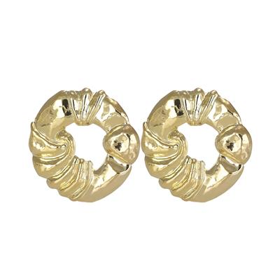 ORECCHINO LOBO TONDO ONDULATO LAVORATO CENTRO VUOTO ARGENTO 925°/°°