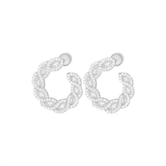 ORECCHINO FRONTALE GOCCIE ZIRCONATE A VORTICE IN ARGENTO 925°/°°