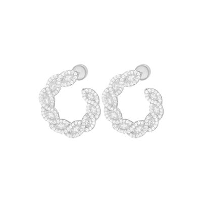 ORECCHINO FRONTALE GOCCIE ZIRCONATE A VORTICE IN ARGENTO 925°/°°