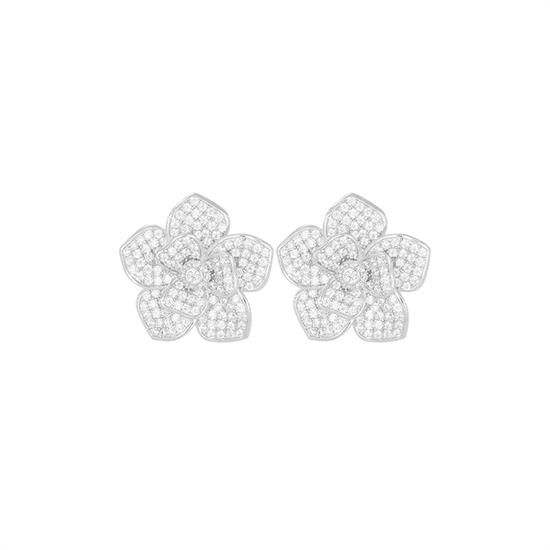 ORECCHINO FIORE MULTI PETALI ZIRCONATO IN ARGENTO 925°/°°