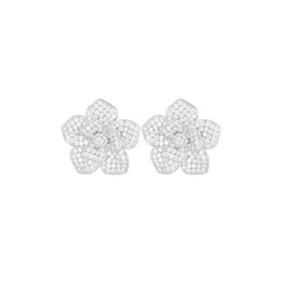 ORECCHINO FIORE MULTI PETALI ZIRCONATO IN ARGENTO 925°/°°