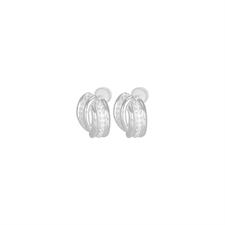 ORECCHINO DOPPIO FILO BOMBATO LISCIO CON RIGA ZK IN ARGENTO 925°/°°