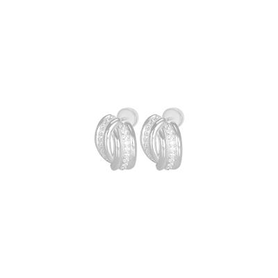 ORECCHINO DOPPIO FILO BOMBATO LISCIO CON RIGA ZK IN ARGENTO 925°/°°