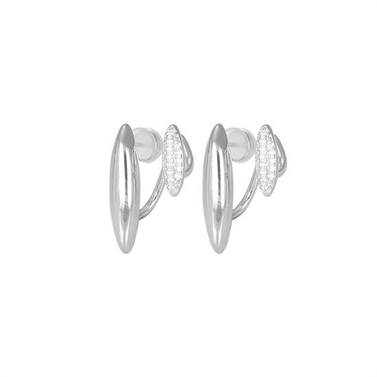 ORECCHINO DOPPIA BARRA LISCIA LUNGA PICCOLA ZIRCONI ARGENTO 925°/°°