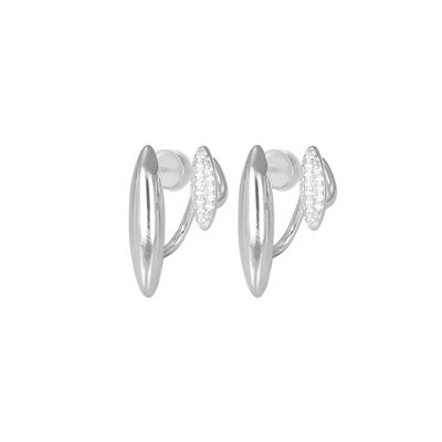 ORECCHINO DOPPIA BARRA LISCIA LUNGA PICCOLA ZIRCONI ARGENTO 925°/°°