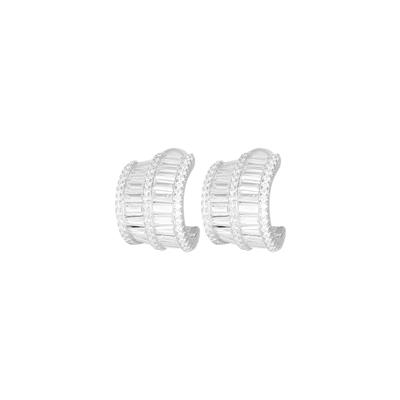 ORECCHINO CERCHIETTO DUE FILE MULTI BUAGUETTE IN ARGENTO 925°/°°