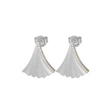 ORECCHINO VENTAGLIO SATINATO CON FILO ZIRCONATO IN ARGENTO 925°/°°