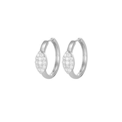 ORECCHINO CERCHIO CON OVALE ZIRCONATO 15MM IN ARGENTO 925°/°°