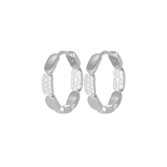 ORECCHINO CERCHIO MUTLI BARRA CON ZIRCONI 12MM IN ARGENTO 925°/°°