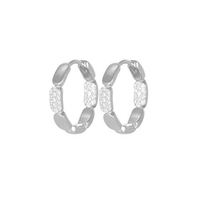 ORECCHINO CERCHIO MUTLI BARRA CON ZIRCONI 12MM IN ARGENTO 925°/°°