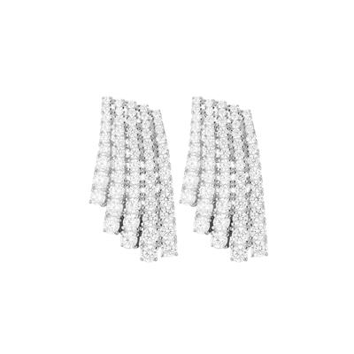 ORECCHINO CINQUE FILI RIGIDI ZIRCONI PENDENTI IN ARGENTO 925°/°°