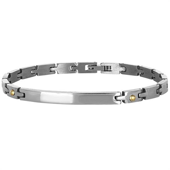 BRACCIALE ECO CON PIASTRINA E MAGLIE STRETTE IN ACCIAIO