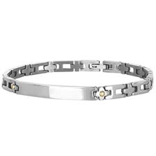 BRACCIALE ECO CON PIASTRINA E MAGLIE LARGHE IN ACCIAIO