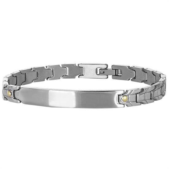 BRACCIALE ECO CON PIASTRINA E MAGLIE SIMIL SERPENTE IN ACCIAIO