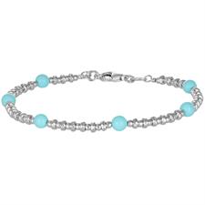 BRACCIALE RONDELLE DIAMANTATE ARGENTO E PALLINO MOP ARGENTO 925°/°°