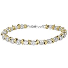 BRACCIALE BICOLOR PEPITE E RONDELLE IN ARGENTO 925°/°°