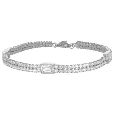 BRACCIALE TENNIS MORBIDO CON BAGUETTE ZIRCONATO IN ARGENTO 925°/°°