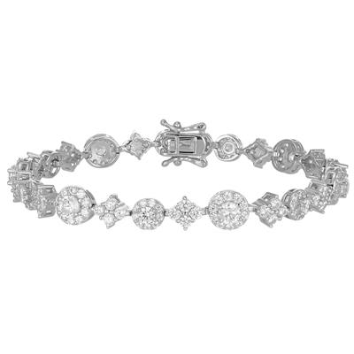 BRACCIALE TENNIS RODIO TONDI ZIRCONATI E ROMBI IN ARGENTO 925°/°°