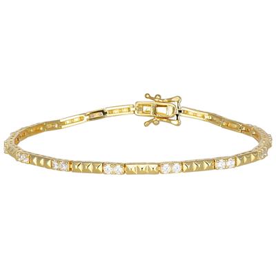 BRACCIALE TENNIS DORATO BORCHIE E DOPPIO ZIRCONE IN ARGENTO 925°/°°