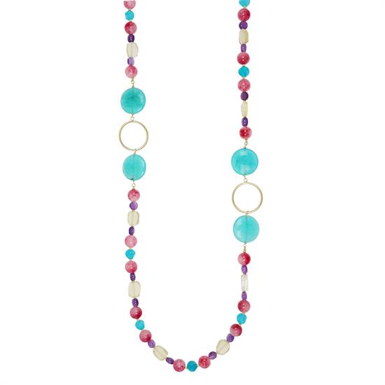 COLLANA ROMBI AMAZZONITE DISCHI AMETISTA QUARZO ARGENTO 925°/°°