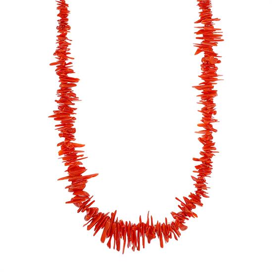 COLLANA SCAGLIE DI CORALLO IN ARGENTO 925°/°°