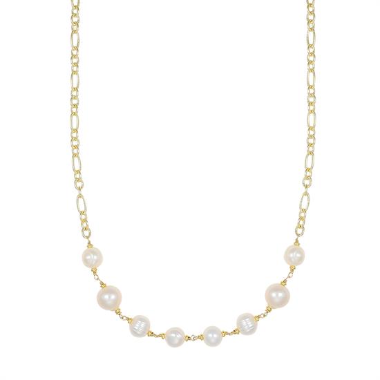 COLLANA PERLE DI FIUME 9MM E 12 MM CATENA DIAMANTATA ARGENTO 925°/°°