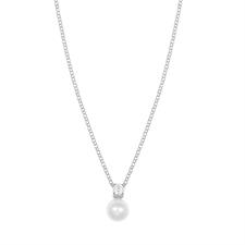 COLLANA ROLLO DIAMANTATA CON MOP 8MM ZIRCONE IN ARGENTO 925°/°°