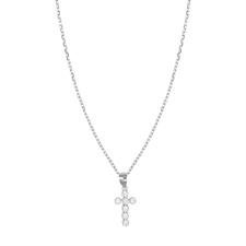 COLLANA CON CROCETTA ALLUNGATA ZIRCONATA IN ARGENTO 925°/°°