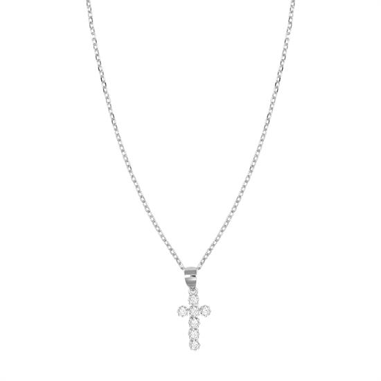 COLLANA CON CROCETTA ALLUNGATA ZIRCONATA IN ARGENTO 925°/°°