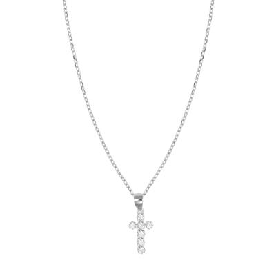 COLLANA CON CROCETTA ALLUNGATA ZIRCONATA IN ARGENTO 925°/°°