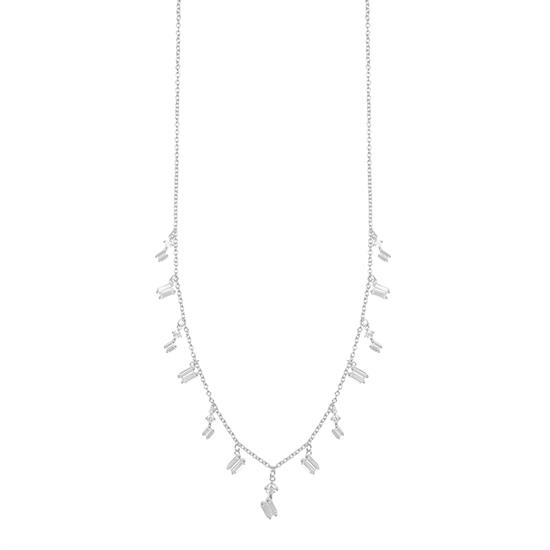 COLLANA ROLLO MULTI BAGUETTE ZIRCONATE PENDENTI IN ARGENTO 925°/°°