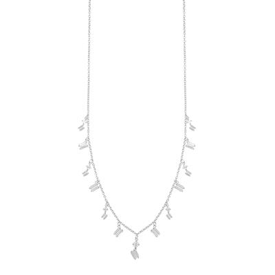 COLLANA ROLLO MULTI BAGUETTE ZIRCONATE PENDENTI IN ARGENTO 925°/°°