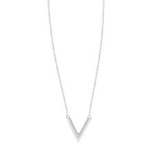 COLLANA A PUNTA STRETTA FILA LISCIA E ZIRCONATA IN ARGENTO 925°/°°