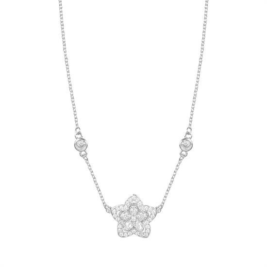 COLLANA FIORE CON BORDO ZIRCONATO IN ARGENTO 925°/°°