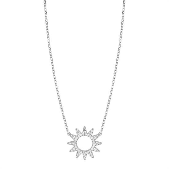 COLLANA SOLE CON RAGGI ZIRCONATI IN ARGENTO 925°/°°