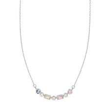 COLLANA BARRETTA MIX SOGG. CUORI TONDO BAGUETTE ZK ARGENTO 925°/°°