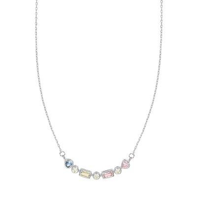 COLLANA BARRETTA MIX SOGG. CUORI TONDO BAGUETTE ZK ARGENTO 925°/°°