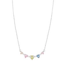 COLLANA BARRETTA MULTI CUORI ZIRCONI COLOR IN ARGENTO 925°/°°