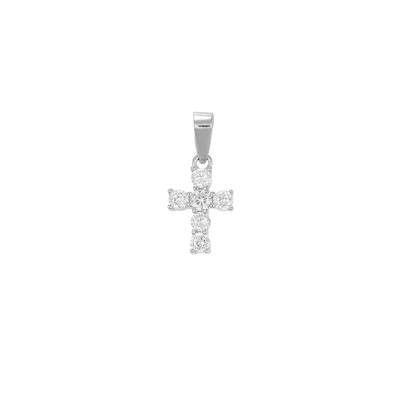 PENDENTE CROCE SQUADRATO ZIRCONI 3MM IN ARGENTO 925°/°°