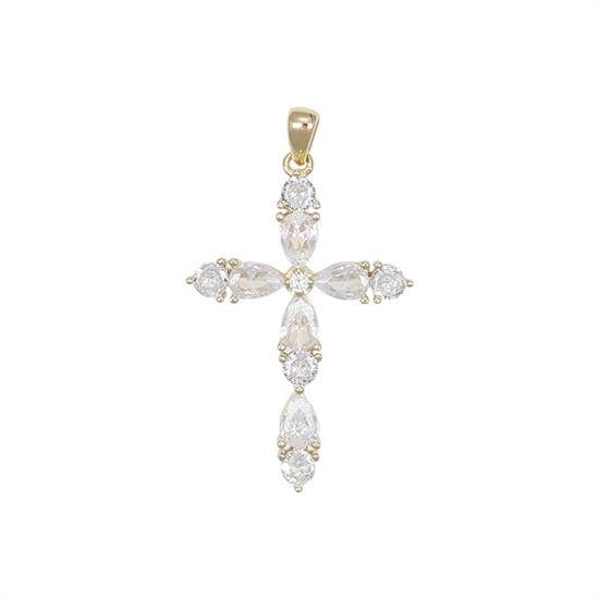 PENDENTE CROCE GRANDE ZIRCONI 35MM IN ARGENTO 925°/°°