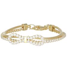 BRACCIALE FIOCCO ZIRCONATO CON CATENA DOPPIO FILO IN ARGENTO 925°/°°