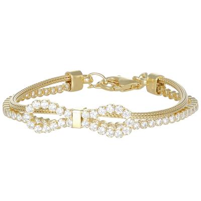 BRACCIALE FIOCCO ZIRCONATO CON CATENA DOPPIO FILO IN ARGENTO 925°/°°