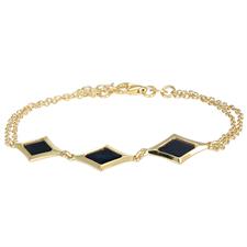 BRACCIALE CON ROMBI MADREPERLA E DOPPIA CATENA IN ARGENTO 925°/°°